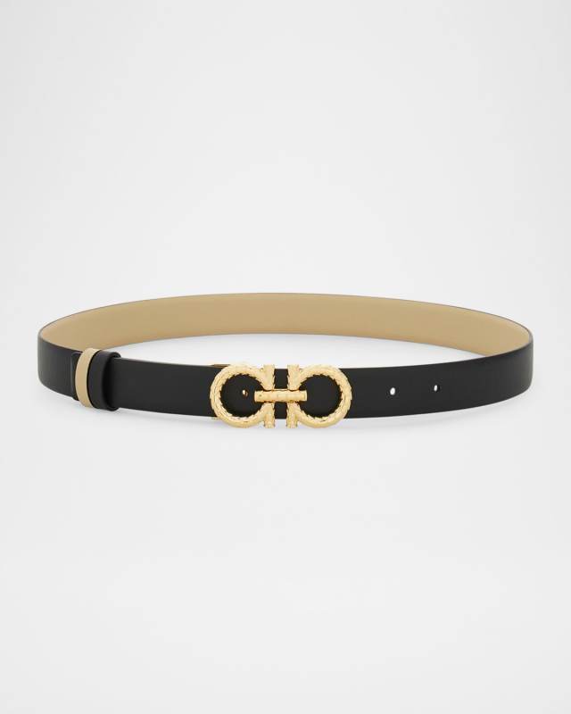 Reversible Gancini Leather Belt